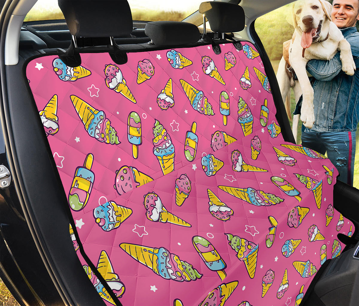 Cute Ice Cream Pattern Print Pet Car Back Seat Cover
