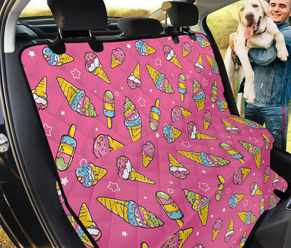 Cute Ice Cream Pattern Print Pet Car Back Seat Cover
