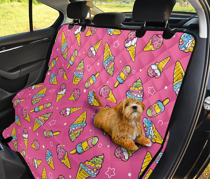 Cute Ice Cream Pattern Print Pet Car Back Seat Cover