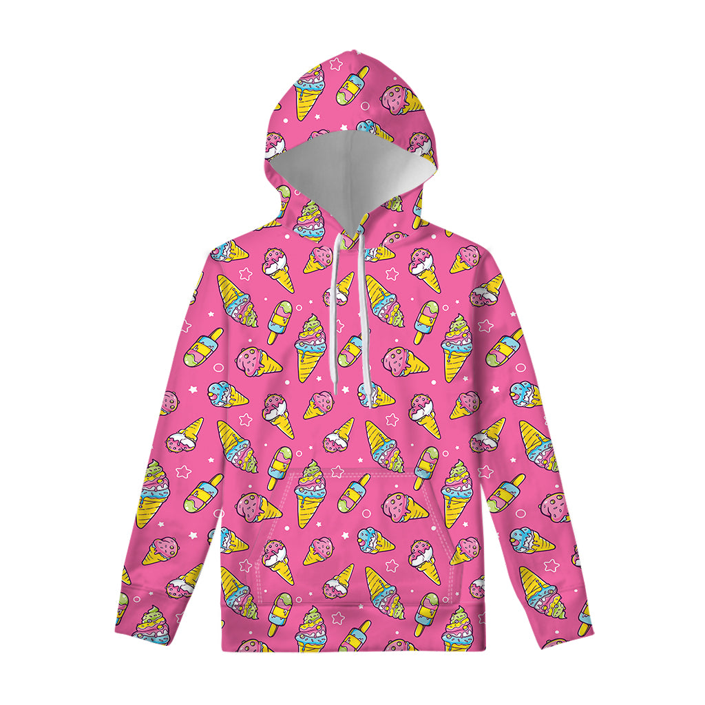 Cute Ice Cream Pattern Print Pullover Hoodie