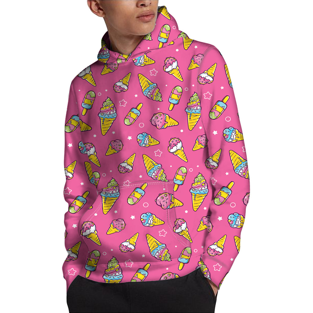 Cute Ice Cream Pattern Print Pullover Hoodie