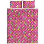 Cute Ice Cream Pattern Print Quilt Bed Set