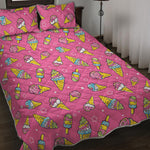 Cute Ice Cream Pattern Print Quilt Bed Set