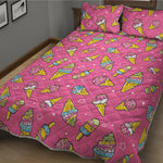 Cute Ice Cream Pattern Print Quilt Bed Set