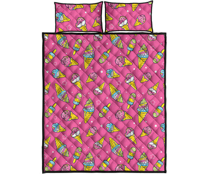 Cute Ice Cream Pattern Print Quilt Bed Set