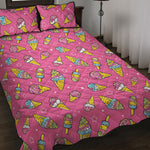 Cute Ice Cream Pattern Print Quilt Bed Set