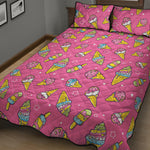 Cute Ice Cream Pattern Print Quilt Bed Set