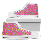 Cute Ice Cream Pattern Print White High Top Shoes