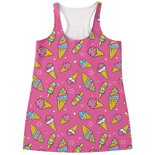 Cute Ice Cream Pattern Print Women's Racerback Tank Top