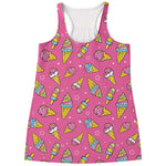 Cute Ice Cream Pattern Print Women's Racerback Tank Top