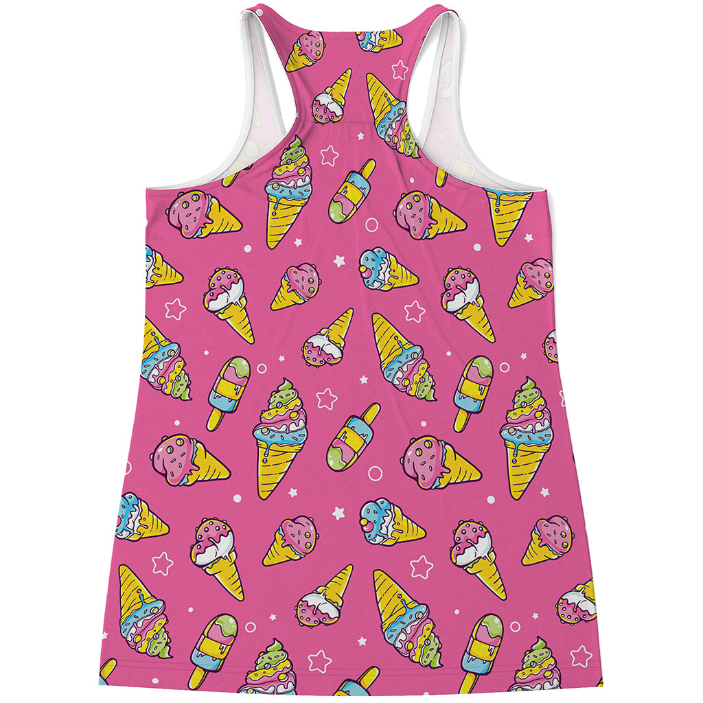 Cute Ice Cream Pattern Print Women's Racerback Tank Top