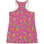 Cute Ice Cream Pattern Print Women's Racerback Tank Top