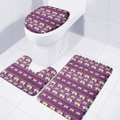 Cute Indian Tribal Elephant Print 3 Piece Bath Mat Set