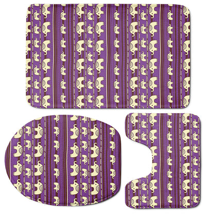 Cute Indian Tribal Elephant Print 3 Piece Bath Mat Set