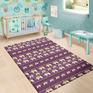 Cute Indian Tribal Elephant Print Area Rug