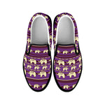 Cute Indian Tribal Elephant Print Black Slip On Shoes