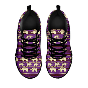 Cute Indian Tribal Elephant Print Black Sneakers