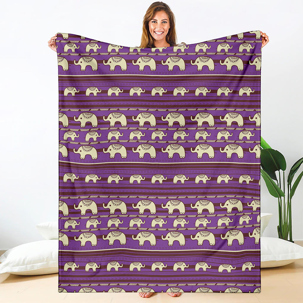 Cute Indian Tribal Elephant Print Blanket