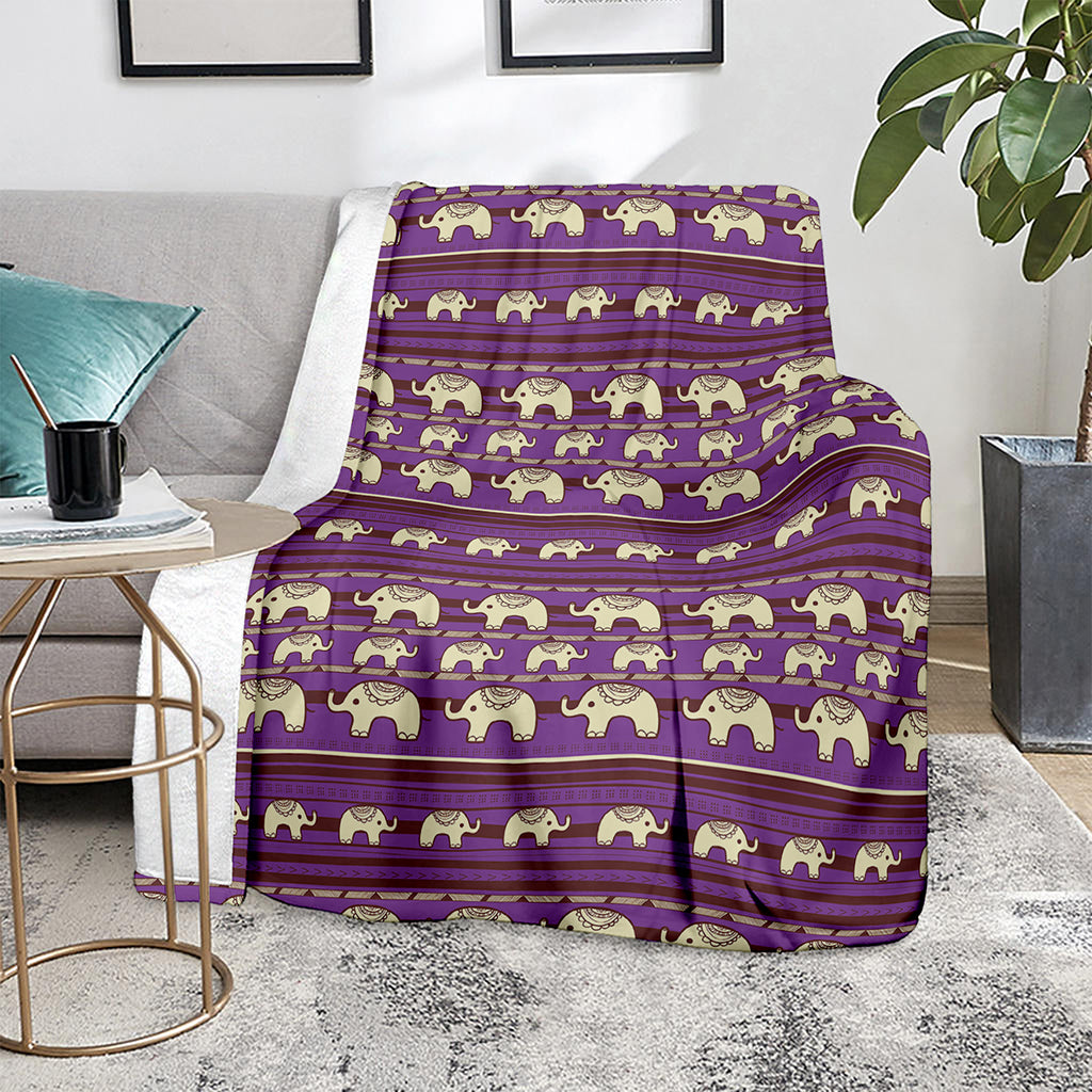 Cute Indian Tribal Elephant Print Blanket