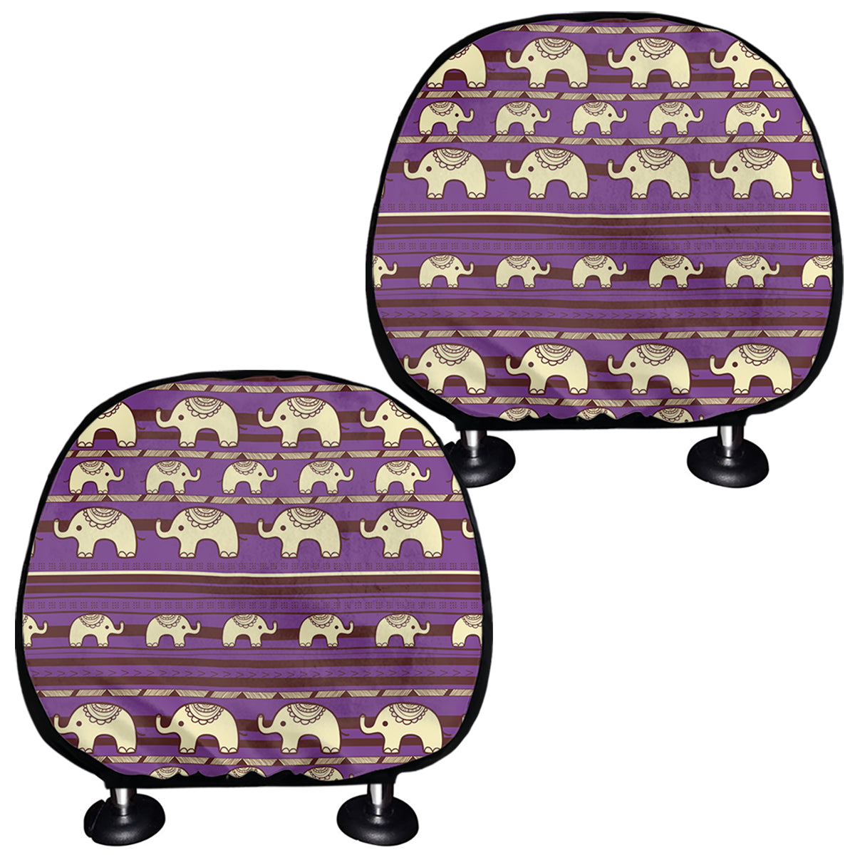 Cute Indian Tribal Elephant Print Car Headrest Covers