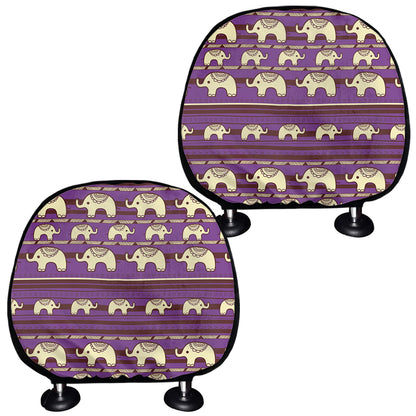 Cute Indian Tribal Elephant Print Car Headrest Covers