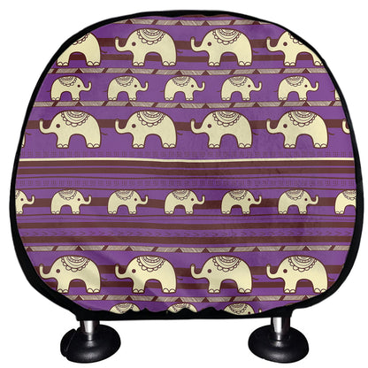Cute Indian Tribal Elephant Print Car Headrest Covers