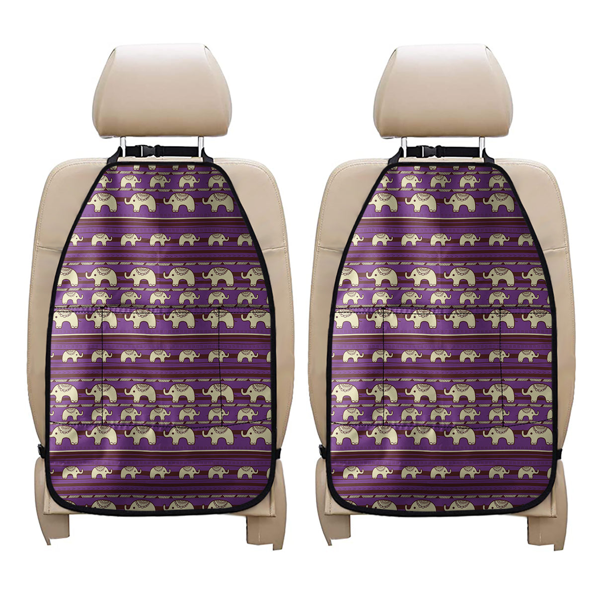 Cute Indian Tribal Elephant Print Car Seat Organizers