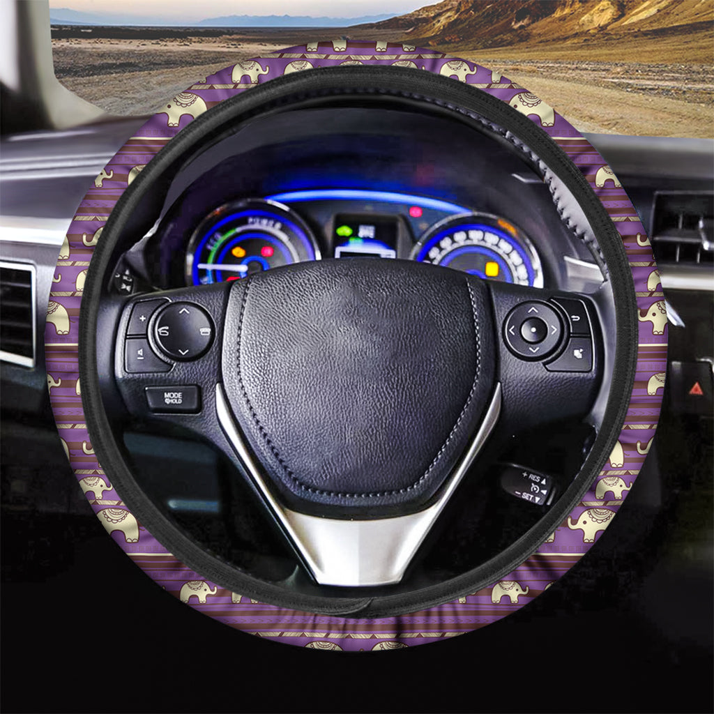 Cute Indian Tribal Elephant Print Car Steering Wheel Cover