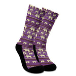 Cute Indian Tribal Elephant Print Crew Socks