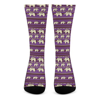 Cute Indian Tribal Elephant Print Crew Socks