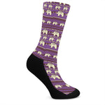 Cute Indian Tribal Elephant Print Crew Socks