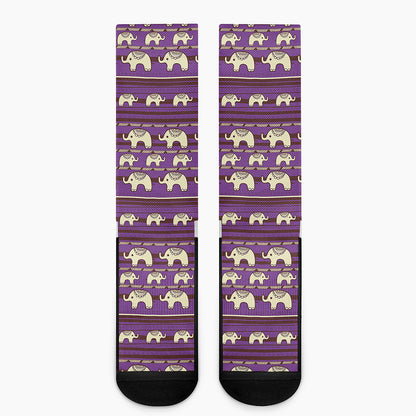 Cute Indian Tribal Elephant Print Crew Socks