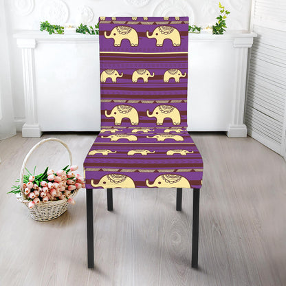 Cute Indian Tribal Elephant Print Dining Chair Slipcover