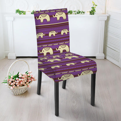 Cute Indian Tribal Elephant Print Dining Chair Slipcover