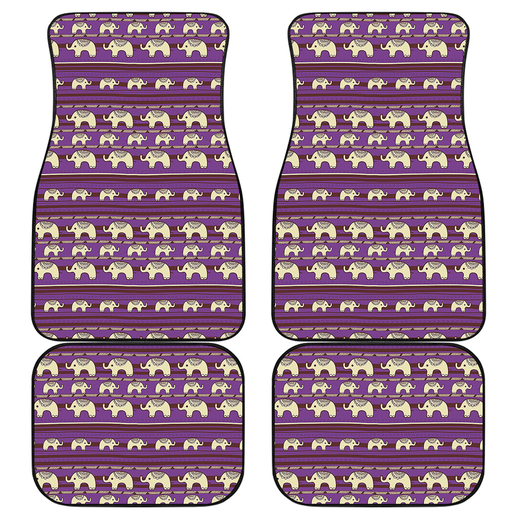 Cute Indian Tribal Elephant Print Front and Back Car Floor Mats