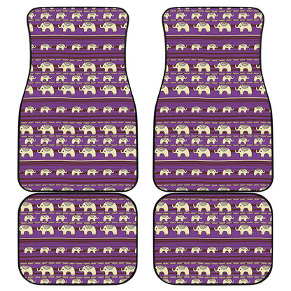 Cute Indian Tribal Elephant Print Front and Back Car Floor Mats
