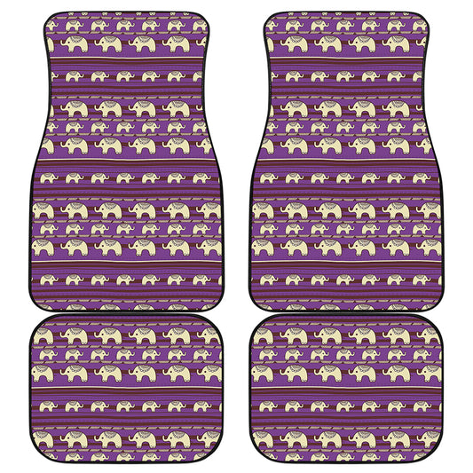 Cute Indian Tribal Elephant Print Front and Back Car Floor Mats