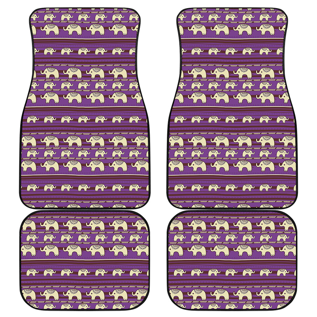 Cute Indian Tribal Elephant Print Front and Back Car Floor Mats