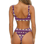 Cute Indian Tribal Elephant Print Front Bow Tie Bikini