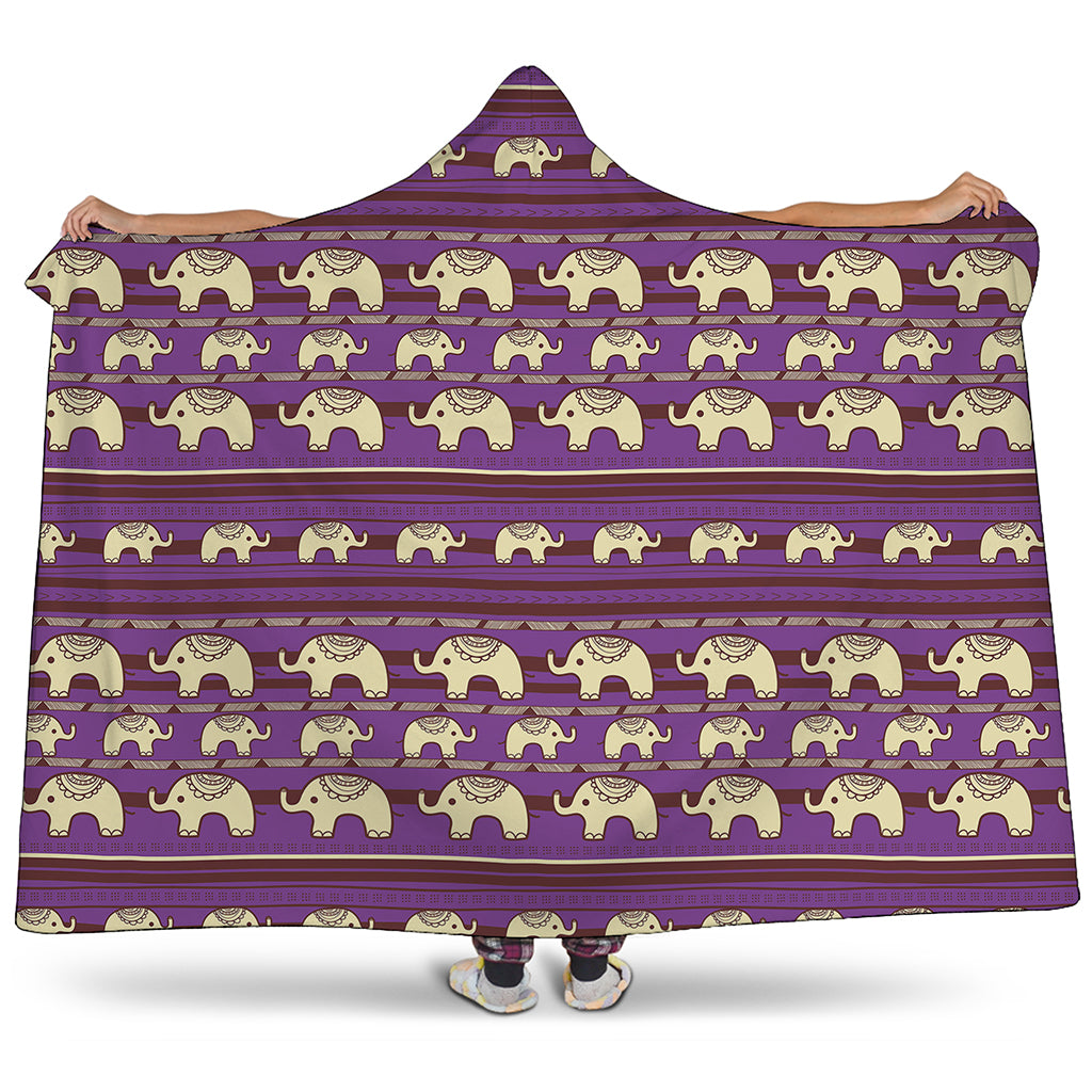 Cute Indian Tribal Elephant Print Hooded Blanket