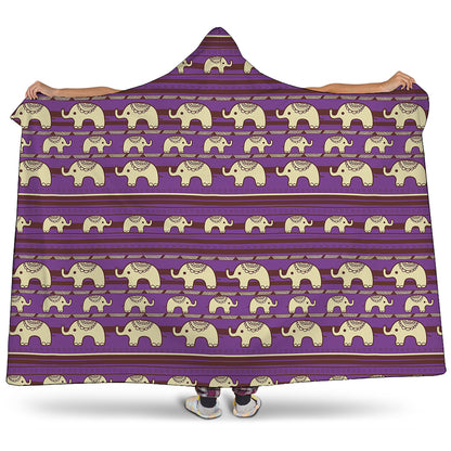 Cute Indian Tribal Elephant Print Hooded Blanket