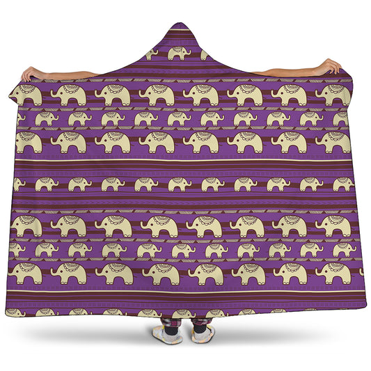 Cute Indian Tribal Elephant Print Hooded Blanket