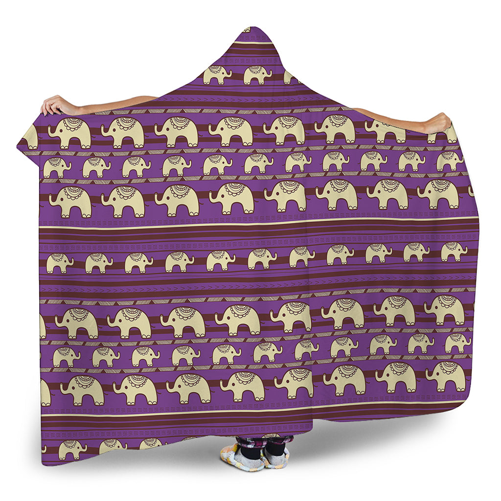 Cute Indian Tribal Elephant Print Hooded Blanket