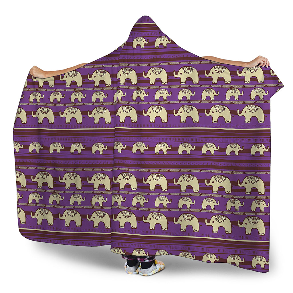 Cute Indian Tribal Elephant Print Hooded Blanket