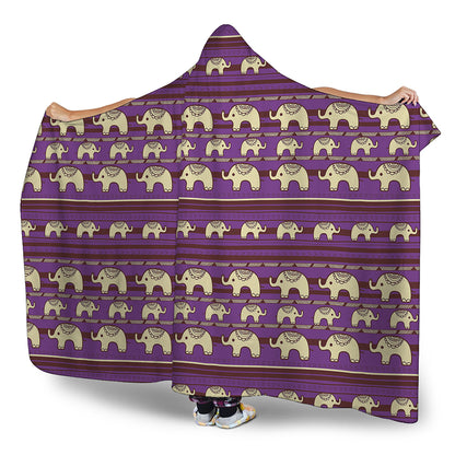 Cute Indian Tribal Elephant Print Hooded Blanket