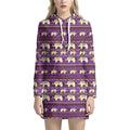 Cute Indian Tribal Elephant Print Pullover Hoodie Dress