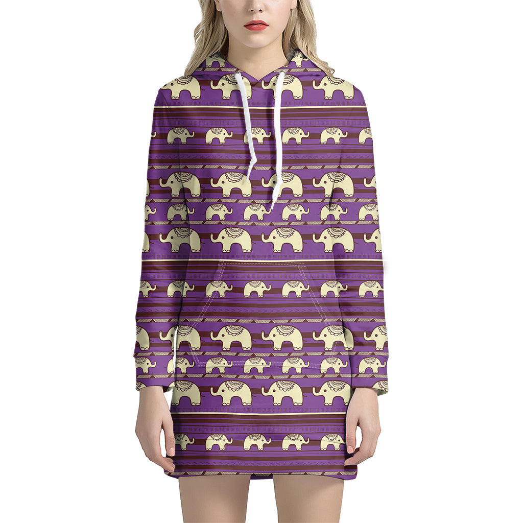 Cute Indian Tribal Elephant Print Hoodie Dress