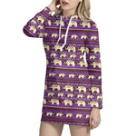 Cute Indian Tribal Elephant Print Hoodie Dress