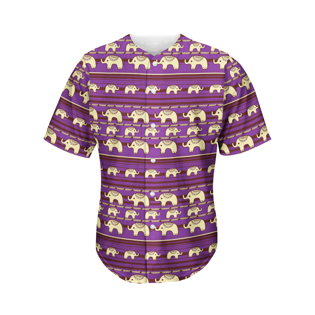 Cute Indian Tribal Elephant Print Men's Baseball Jersey