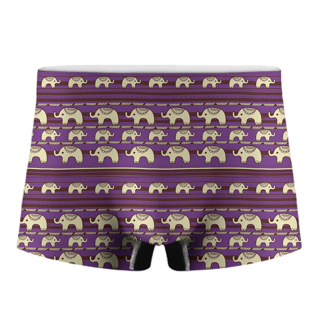 Cute Indian Tribal Elephant Print Men's Boxer Briefs